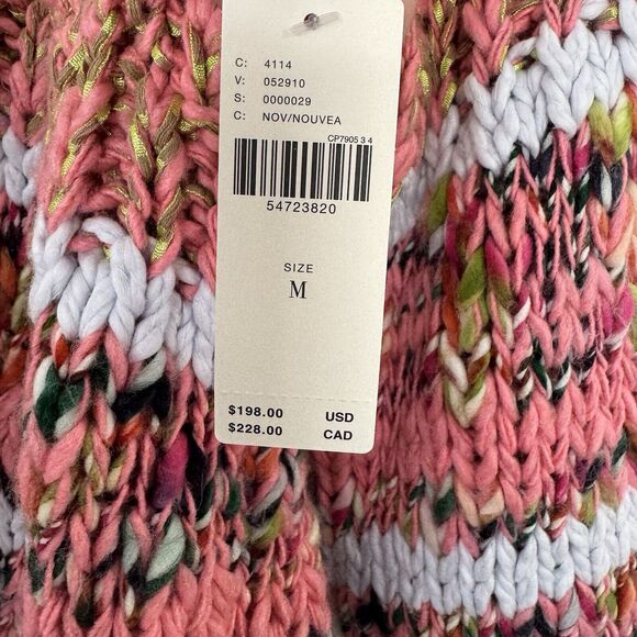Anthropologie Kahlo Sweater Chunky Striped Knit Alpaca Wool Blend Rainbow Medium - Picture 9 of 12